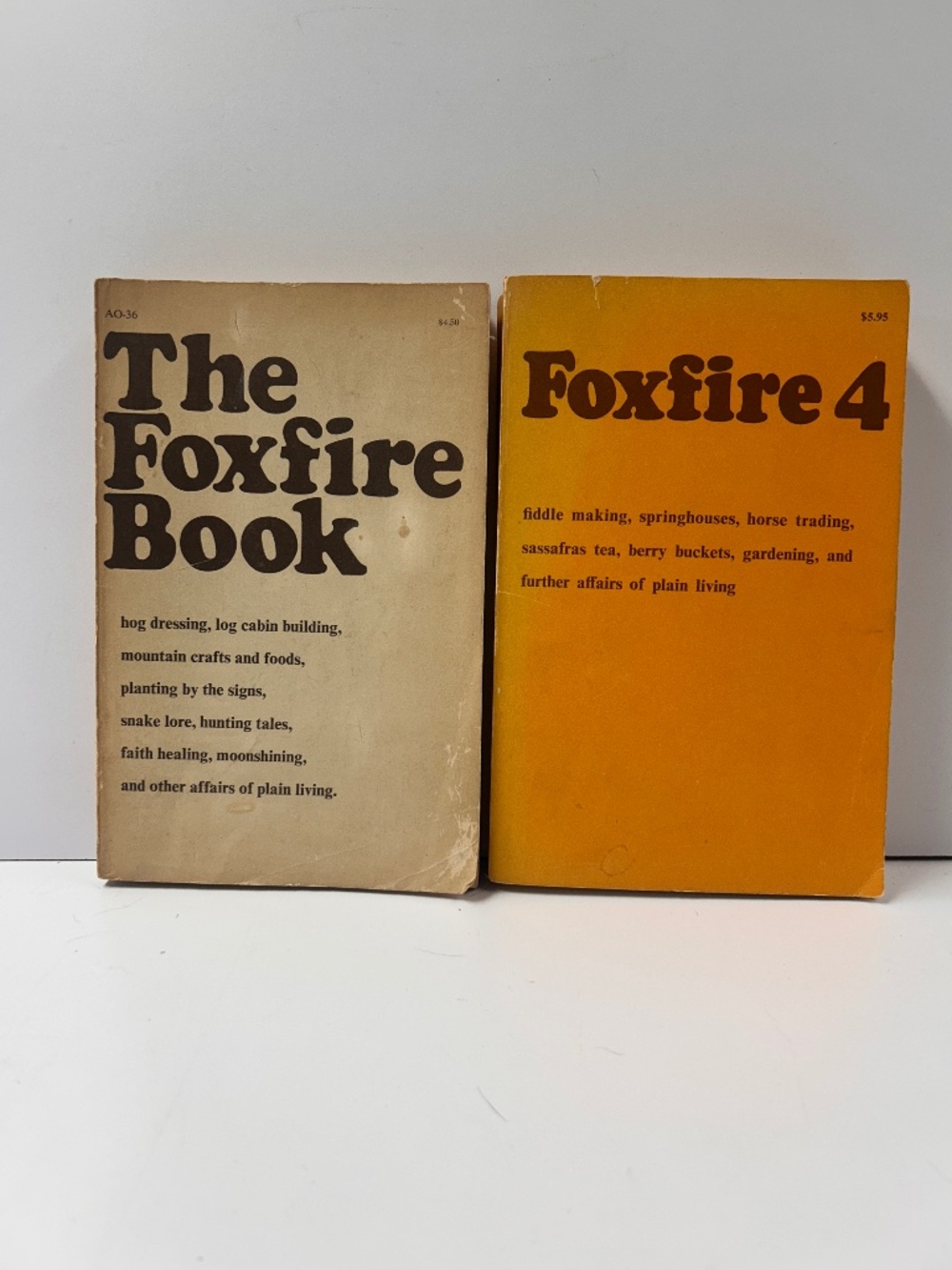 The Foxfire Book #1 #4 Softcover Lot of 2 Affairs of Plain Living Fiddle Making